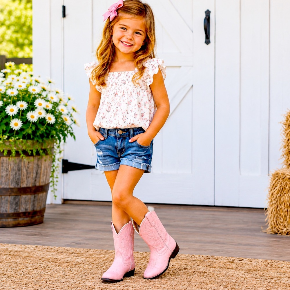 Acme Pink Loose Top Western Casual Boot Girls Size 2